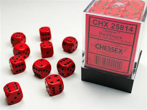 Dobbelsteenset Opa Rood/Zwart 12mm (36)