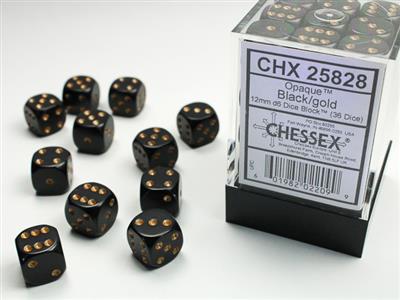 Dobbelsteenset Opa Zwart/Goud 12mm (36)