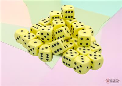 Dobbelsteenset Opa Pastel Geel/Zwart 12mm (36)