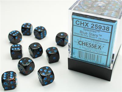 Dobbelsteenset Spec 12mm Blauwe Sterren D6 (36)