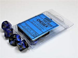 Dobbelsteenset Gemi Poly Zwart/Blauw/Go D10 (10)