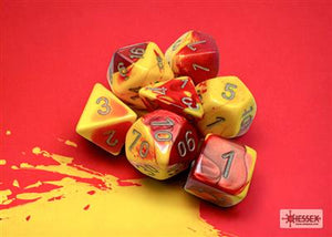 Dobbelsteenset Gemi Poly Rood-Geel Zilver (7)