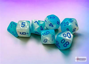 Dobbelsteenset Gemini Lum Polyhed Turq-Wit/Blauw (7)