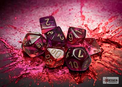 Dobbelsteenset Gemini Lum Polyhed Rood-Violet/Goud (7)
