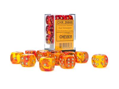 Dobbelsteenset Gemini Lum Rood-Geel/Goud 16mm D6 (12)