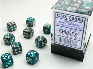 Dobbelsteenset Gemi 12mm Ste-Teal Wit D6 (36)