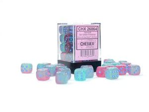 Dobbelsteenset Gemini Lum Groen-Roze/Blauw 12mm D6 (36)
