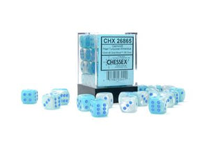Dobbelsteenset Gemini Lum Turq-Wit/Blauw 12mm D6 (36)