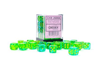 Dobbelsteenset Gemini Lum Groen/Geel 12mm D6 (36)