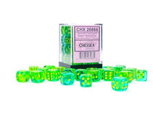 Dobbelsteenset Gemini Lum Groen/Geel 12mm D6 (36)
