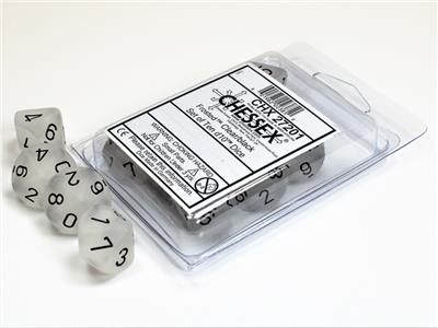 Dobbelsteenset Frosted Clear/zwart D10 (10)