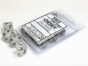 Dobbelsteenset Frosted Clear/zwart D10 (10)