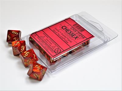Dobbelsteenset Scarab Scarlet/goud D10 (10)