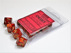 Dobbelsteenset Scarab Scarlet/goud D10 (10)