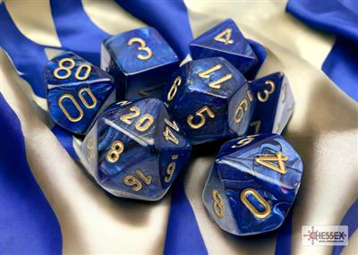Dobbelsteenset Scarab Poly Royal Blue-Gold (7)