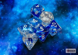 Dobbelsteenset Nebula Poly Donkerblauw-Wit (7)