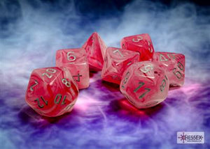 Dobbelsteenset Poly. Spookachtige gloed roze/zilver D6 (7)