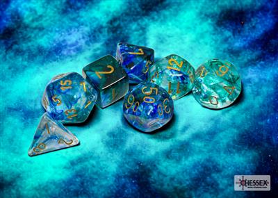 Dobbelstenen set nebula luminary oceanisch/goud (7)