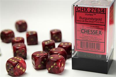 Dobbelsteenset Vortex 16mm Bordeaux-Goud D6 (12)