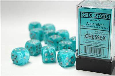 Dobbelsteenset Cirrus 16mm Aqua-Zilver D6 (12)