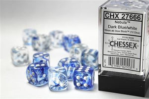 Dobbelsteenset Nebula 16mm Dk.Blauw-Wit D6 (12)