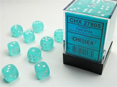 Dobbelsteenset Frost 12mm Teal-Wit D6 (36)