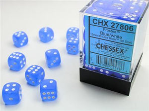 Dobbelsteenset Frost 12mm Blauw-Wit D6 (36)