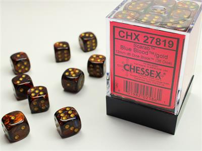 Dobbelsteenset Scarab 12mm BlueBlood-Go D6 (36)