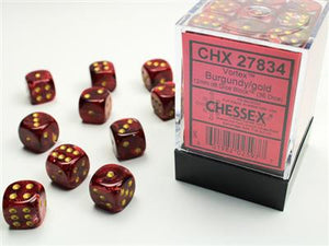Dobbelsteenset Vortex 12mm Bordeaux-Goud D6 (36)