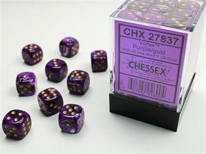 Dobbelsteenset Vortex 12mm Paars-Goud D6 (36)