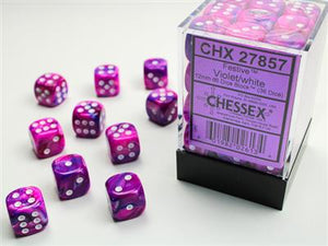 Dobbelsteenset Fest 12mm Violet-Wit D6 (36)