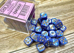 Dobbelsteenset Lust 12mm Paars-Goud D6 (36)
