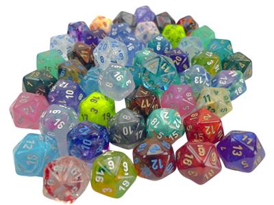 Dobbelstenenzak van 50 Asst. Losse Signature Poly. D20