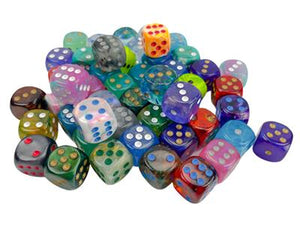 Dobbelsteenzak met 50 Asst. Signature 16mm d6 met stippen