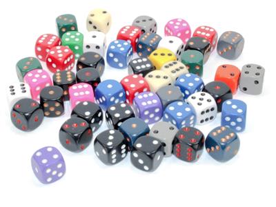 Dobbelsteenzak van 50 Asst Losse Opa 12mm D6 met stippen