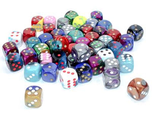 Dobbelstenen Zak van 50 Asst. Gemini 16mm D6 met stippen