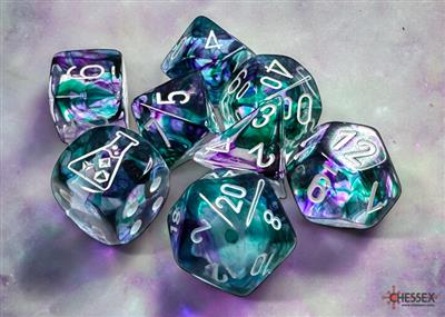 Lab Dice Set Nebula Poly Fluoriet/Wit (7)