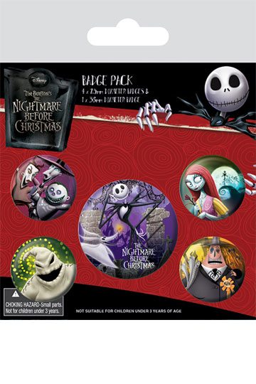 Nightmare Before Christmas Pin-Back Buttons 5-Pack-tekens
