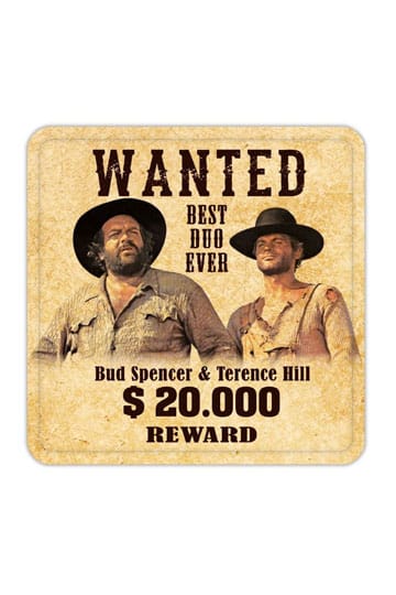 Bud Spencer & Terence Hill Tin Coasters gezocht 10 x 10 cm