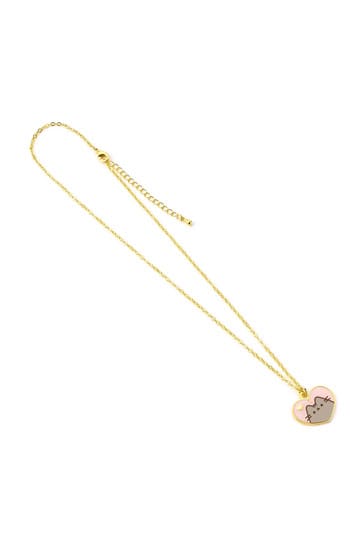 Pushen hanger & ketting roze en gouden hart