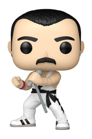Koningin POP! Rocks Vinylfiguur Freddie Mercury (wit singlet) 9 cm