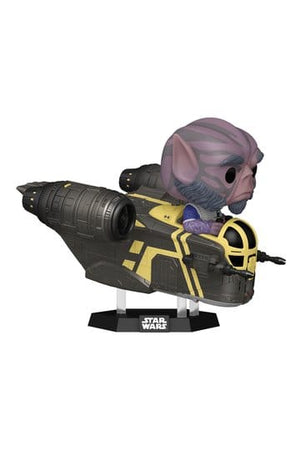 Star Wars: The Mandalorian en Grogu POP! Rides Deluxe Vinyl Bobblehead-figuur Zeb Orrelios in de Razor Crest 9 cm