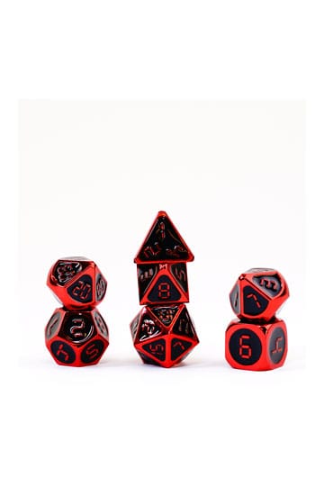 Fanroll -dobbelstenen Set rood met zwart email (7)