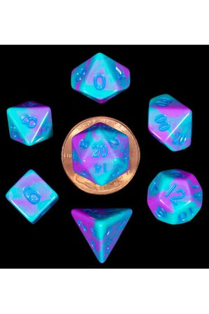 Fanroll Mini Dice Set Turquoise en Purple Marble (7)