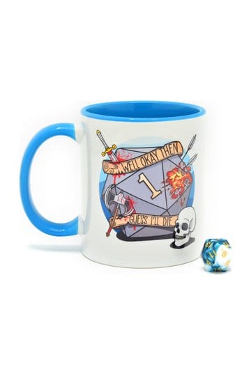Glassstaff Cadeauset Mok & Dobbelstenen D20 Ik denk dat ik dood ga