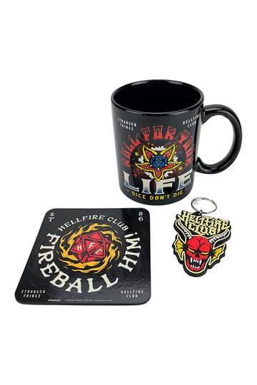 Stranger Things Mok, Coaster en Keychain Set Hellfire