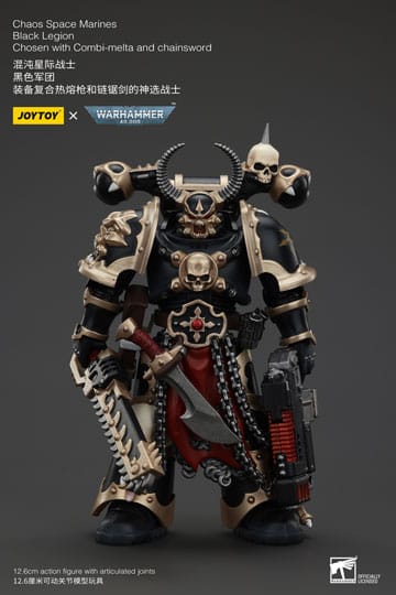 Warhammer 40K ActionFigur Chaos Space Marines Zwart legioen gekozen met combi-melta en kettingzwaard 20 cm