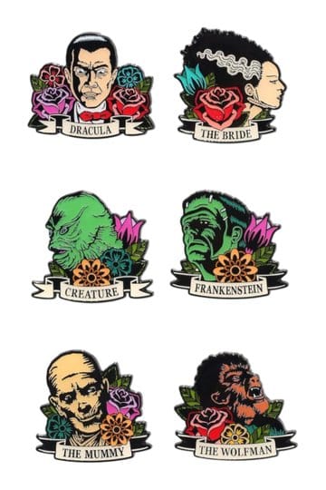 Universal Monsters Emaille Pins Bloemen Tattoo Mystery Blind Display (12)
