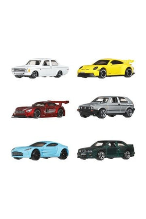 Hot Wheels Silver Series gegoten voertuig, 6-pack, 1/64 Euro-stijl