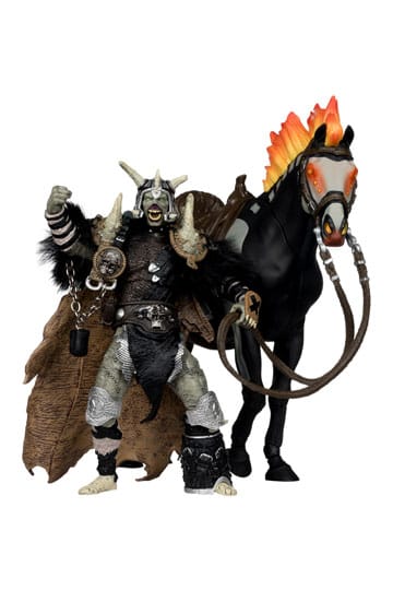Spawn actiefiguur Bloodaxe met paard (spawn: de donkere eeuwen) (McFarlane Toys 30th Anniversary) (gouden label) 18 cm